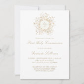 white flowers frame First Holy Communion 招待状 (正面)