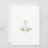 White Flowers Gold Girl First Birthday & Baptism 招待状 (裏面)