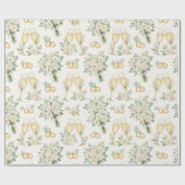White Flowers Greenery Wedding Gift Wrap Paper ラッピングペーパー (フラット)