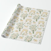 White Flowers Greenery Wedding Gift Wrap Paper ラッピングペーパー (アンロールド)