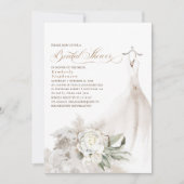 White Flowers Pampas Grass Greenery Bridal Shower 招待状 (正面)