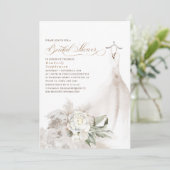 White Flowers Pampas Grass Greenery Bridal Shower 招待状 (スタンド正面)