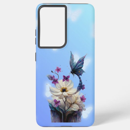 White Flowers phone case Samsung Galaxyケース (裏面)