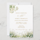 White Flowers Spring Wedding Invitation  招待状 (正面)