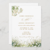 White Flowers Spring Wedding Invitation  招待状 (正面/裏面)