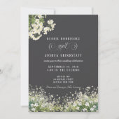 White Flowers Spring Wedding Invitation  招待状 (正面)