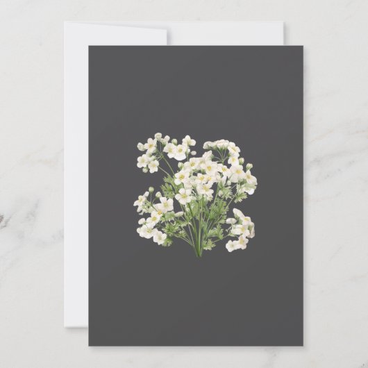 White Flowers Spring Wedding Invitation  招待状 (裏面)