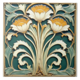 White Flowers with Yellow Pistils タイル