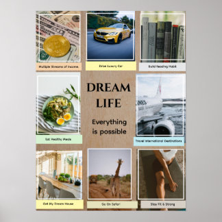 White Frame Photos Vision Board ポスター