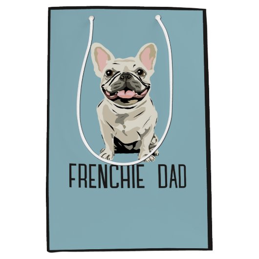 White French Bulldog, Frenchie Dad ミディアムペーパーバッグ (正面)