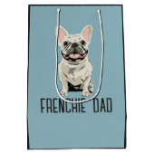 White French Bulldog, Frenchie Dad ミディアムペーパーバッグ (裏面)