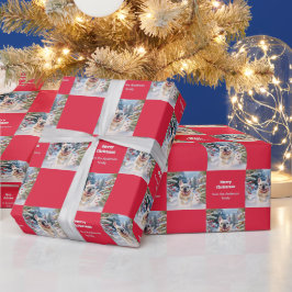 White French Bulldog in Snow Red Christmas ラッピングペーパー