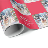 White French Bulldog in Snow Red Christmas ラッピングペーパー (ロールコーナー)