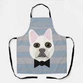 White French Bulldog, Stripes エプロン (正面)