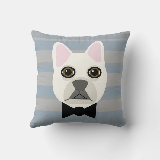 White French Bulldog, Stripes クッション (裏面)