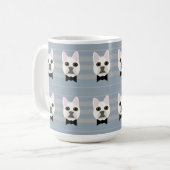 White French Bulldog, Stripes コーヒーマグカップ (正面左)