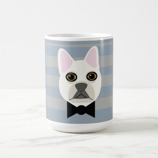 White French Bulldog, Stripes コーヒーマグカップ (中央)