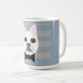 White French Bulldog, Stripes コーヒーマグカップ (正面右)