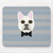 White French Bulldog, Stripes マウスパッド (正面)