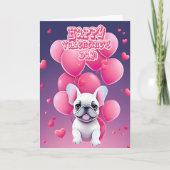 White French Bulldog Valentine Balloons シーズンカード (正面)