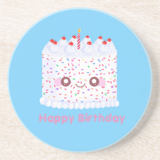 White Frosting Sprinkle Birthday Cake コースター