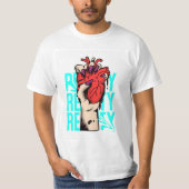 White Full Sleeve T-shirts with Heart 3D  Design  Tシャツ (正面)