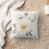 White Garden Flower Pillow Cover クッション (ブランケット)