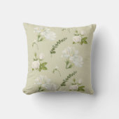 White Gardenia Rose Pastel Gray Background Pattern クッション (正面)