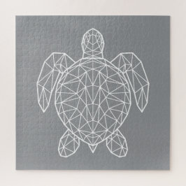 White Geometric Wireframe Sea Turtle ジグソーパズル