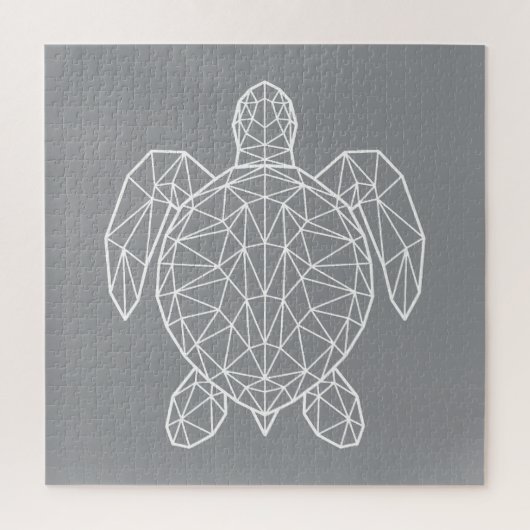 White Geometric Wireframe Sea Turtle ジグソーパズル (縦)