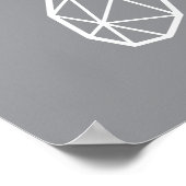 White Geometric Wireframe Sea Turtle ポスター (角)