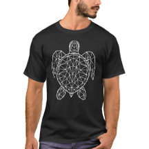 White Geometric Wireframe Sea Turtle