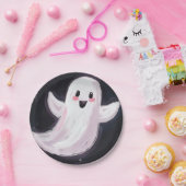 White Ghost Cute Halloween Party ペーパープレート (パーティー)