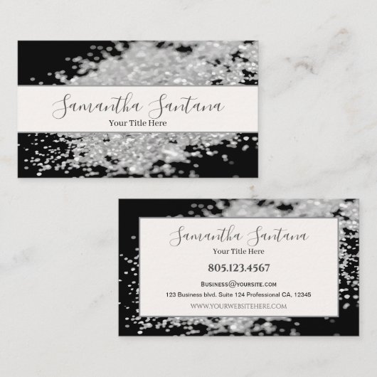 White Glitter Spill 名刺 (正面/裏面)