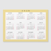 White Gold 2026 Yearly Full Year Calendar Magnet (正面)
