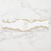 White Gold Agate 40th Wedding Anniversary Party ペットボトルラベル (シングルラベル)
