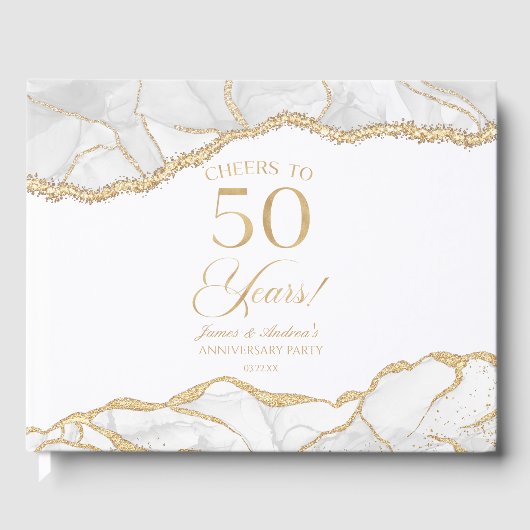 White Gold Agate 50th Wedding Anniversary Party ゲストブック (正面)