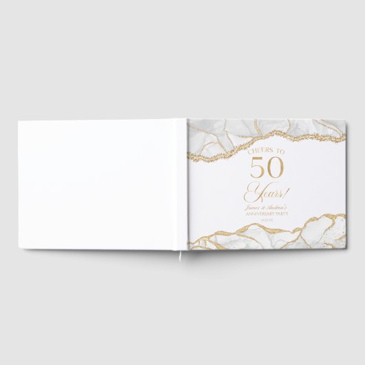 White Gold Agate 50th Wedding Anniversary Party ゲストブック (全面)