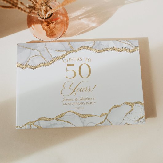 White Gold Agate 50th Wedding Anniversary Party ゲストブック
