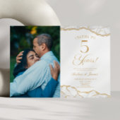 White Gold Agate 5th Wedding Anniversary Party 招待状