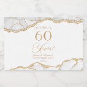 White Gold Agate 60th Wedding Anniversary Party スパークリングワインラベル (シングルラベル)