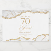 White Gold Agate 70th Wedding Anniversary Party スパークリングワインラベル (シングルラベル)
