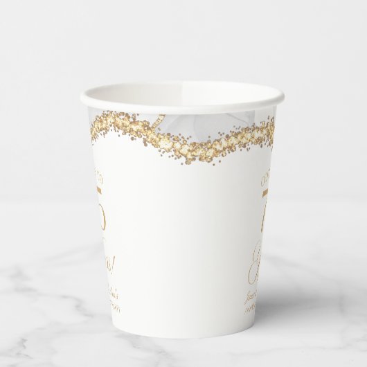 White Gold Agate 75th Wedding Anniversary Party 紙コップ (左)