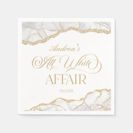 White Gold Agate All White Affair Birthday Party スタンダードカクテルナプキン