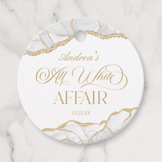 White Gold Agate All White Affair Birthday Party フェイバータグ (正面)