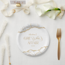 White Gold Agate All White Affair Birthday Party ペーパープレート