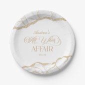 White Gold Agate All White Affair Birthday Party ペーパープレート (正面)