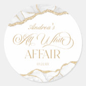 White Gold Agate All White Affair Birthday Party ラウンドシール (正面)