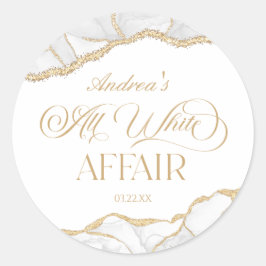 White Gold Agate All White Affair Birthday Party ラウンドシール