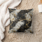 White, Gold and Black Luxury Marble Elegant クッション (ブランケット)